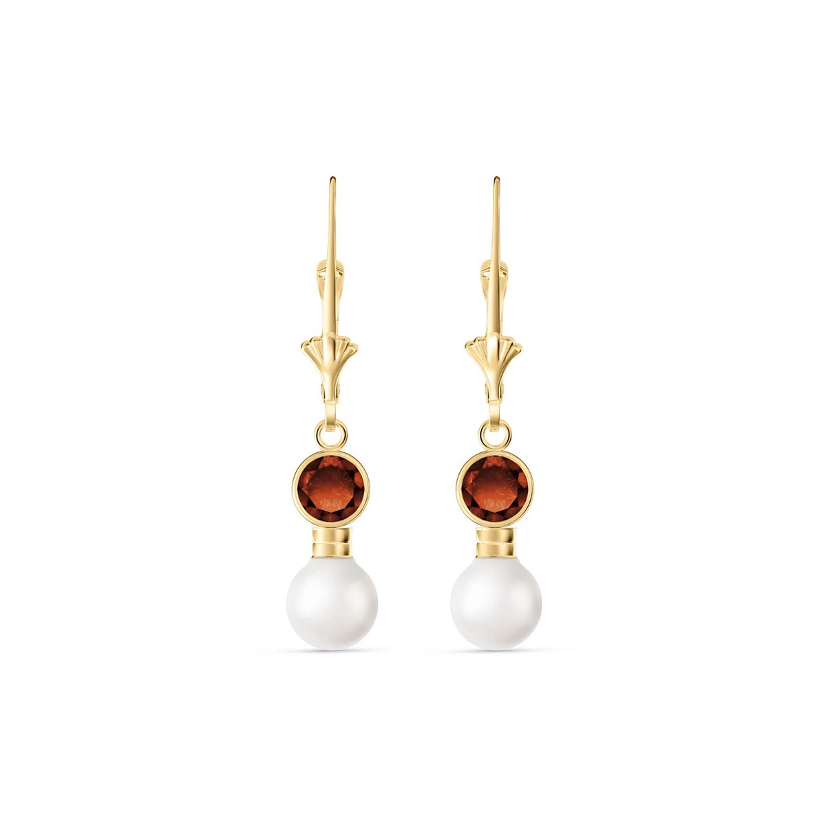 Yellow Gold Aura Earrings Garnet 10K — Alma