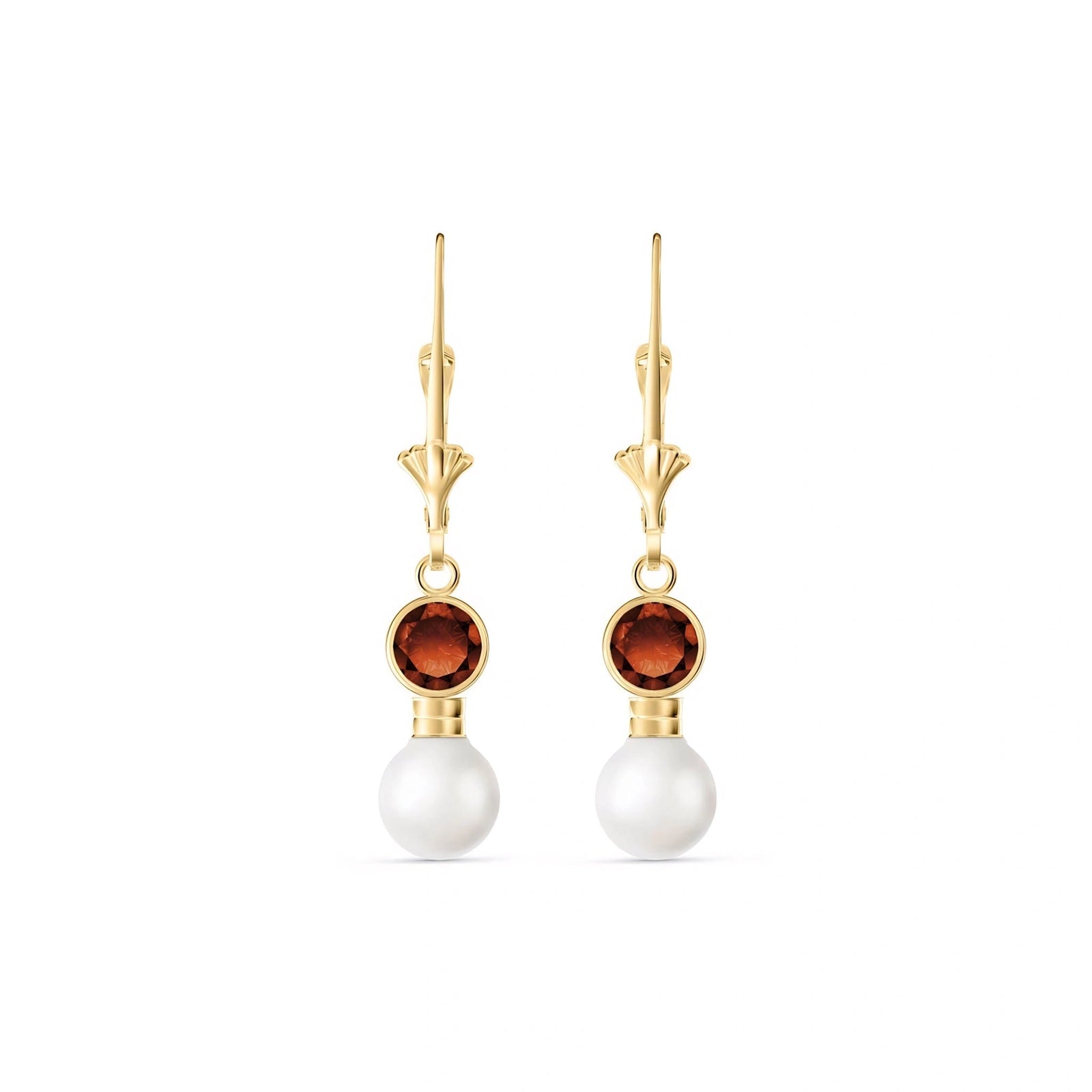 Yellow Gold Aura Earrings Garnet 10K — Alma