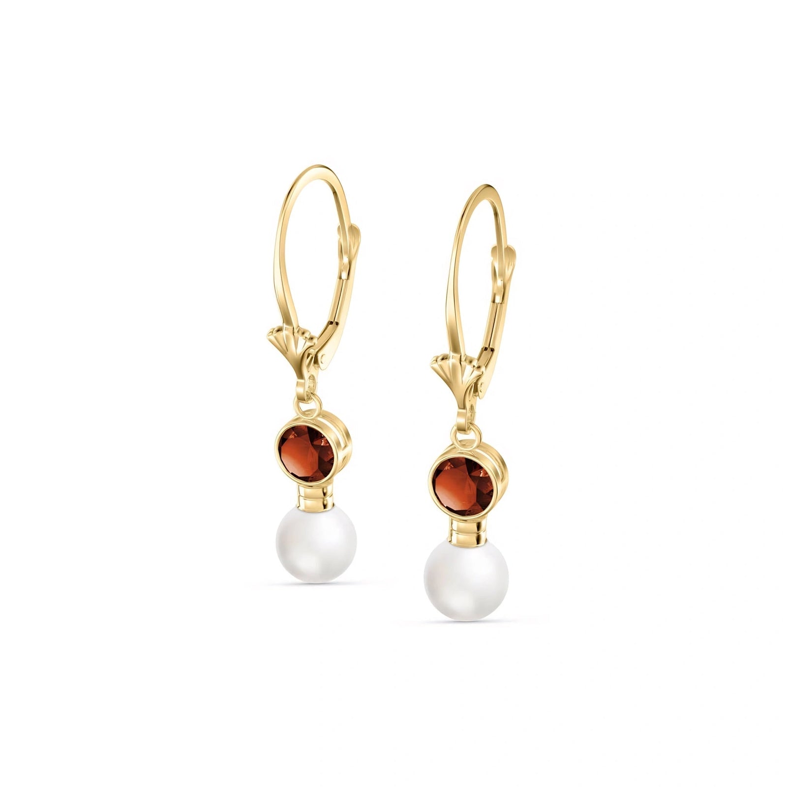 Yellow Gold Aura Earrings Garnet 10K — Alma