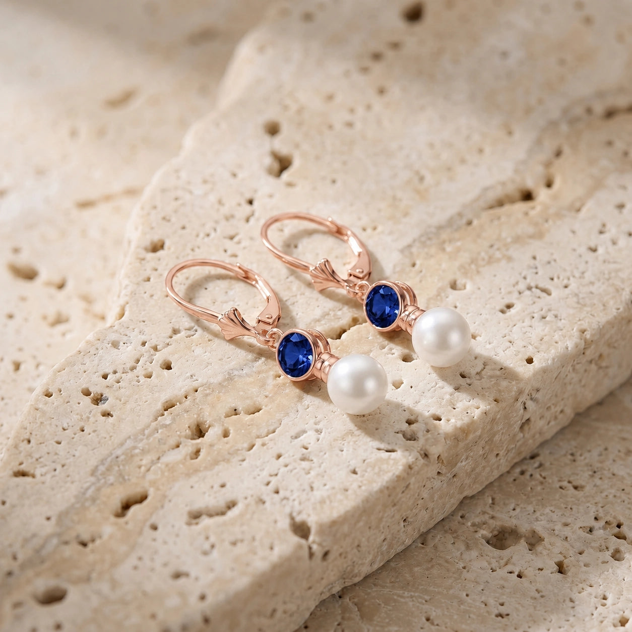 Rose Gold Aura Earrings Sapphire 10K — Alma
