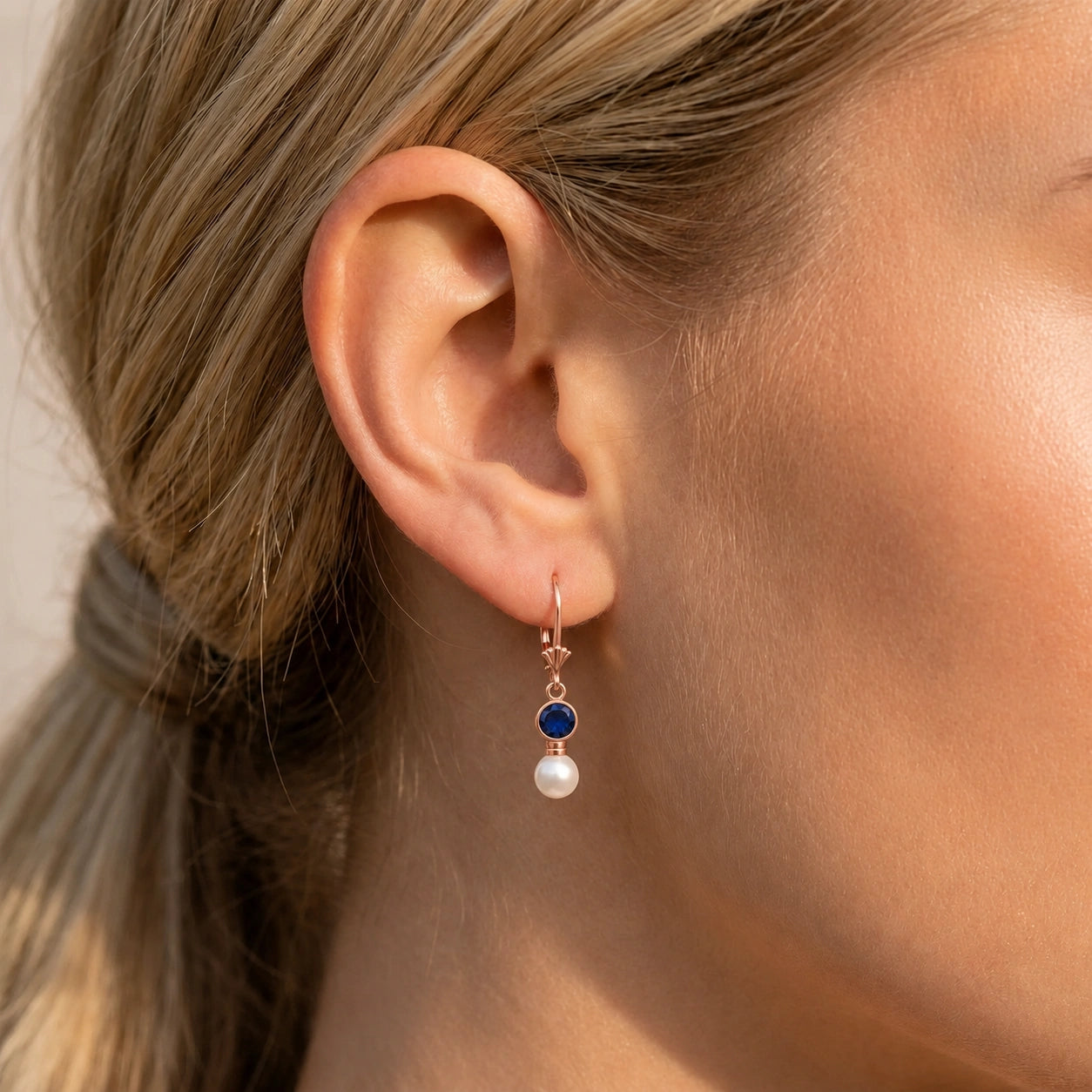 Rose Gold Aura Earrings Sapphire 10K — Alma