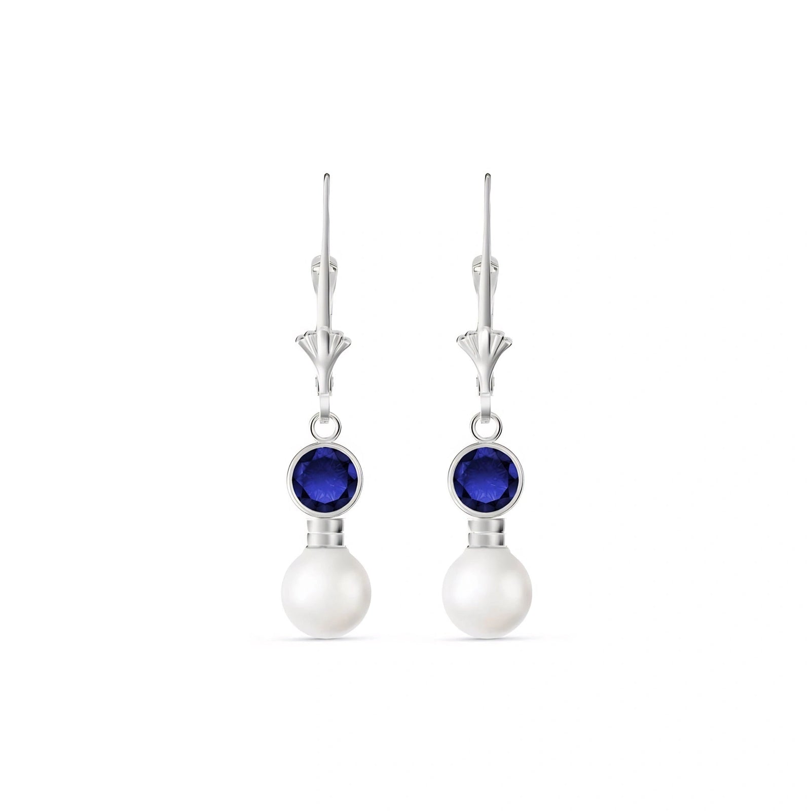 White Gold Aura Earrings Sapphire 10K — Alma