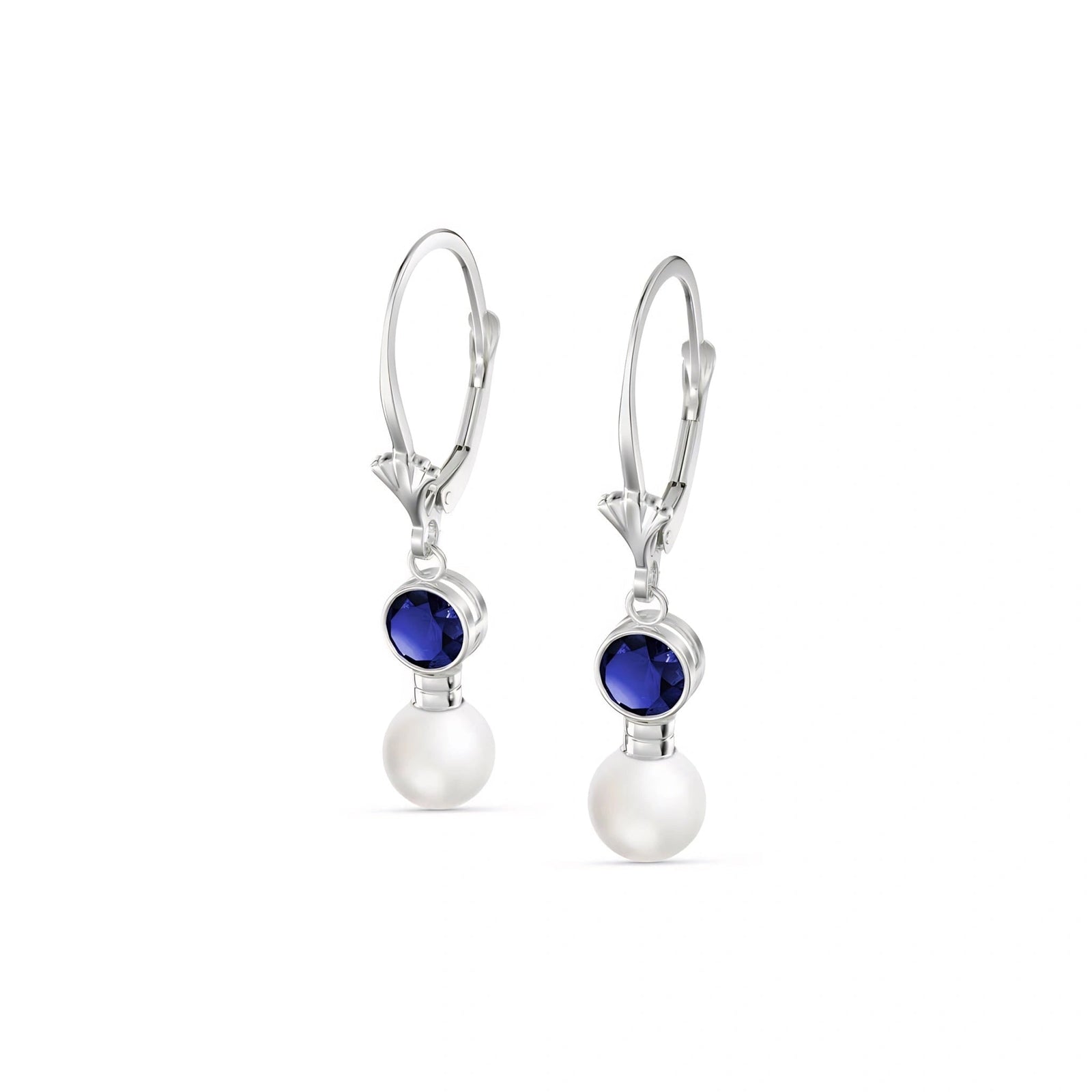 White Gold Aura Earrings Sapphire 10K — Alma