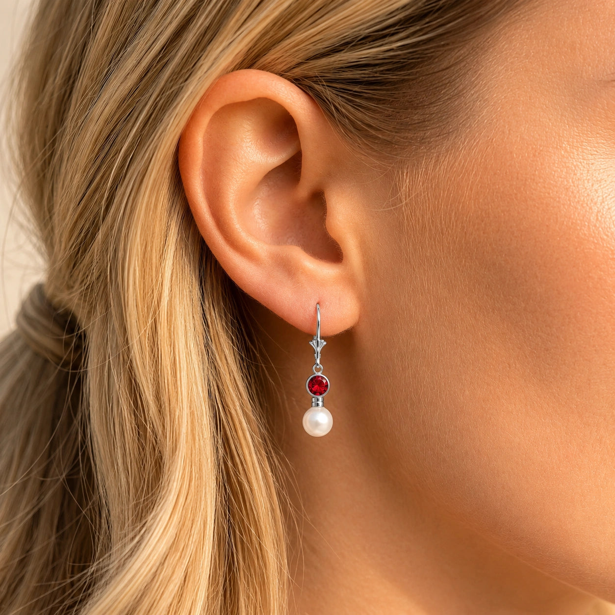 White Gold Ruby & Pearl — Emiliangela