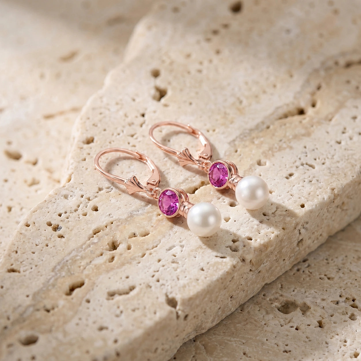 Rose Gold Aura Earrings Pink Topaz 10K — Alma