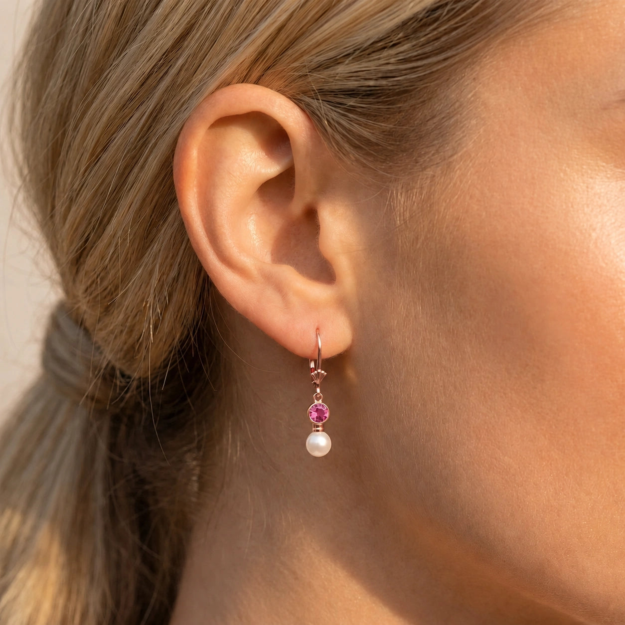 Rose Gold Aura Earrings Pink Topaz 10K — Alma