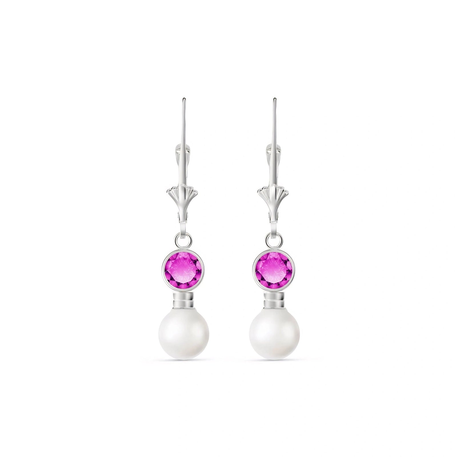 White Gold Aura Earrings Pink Topaz 10K — Alma
