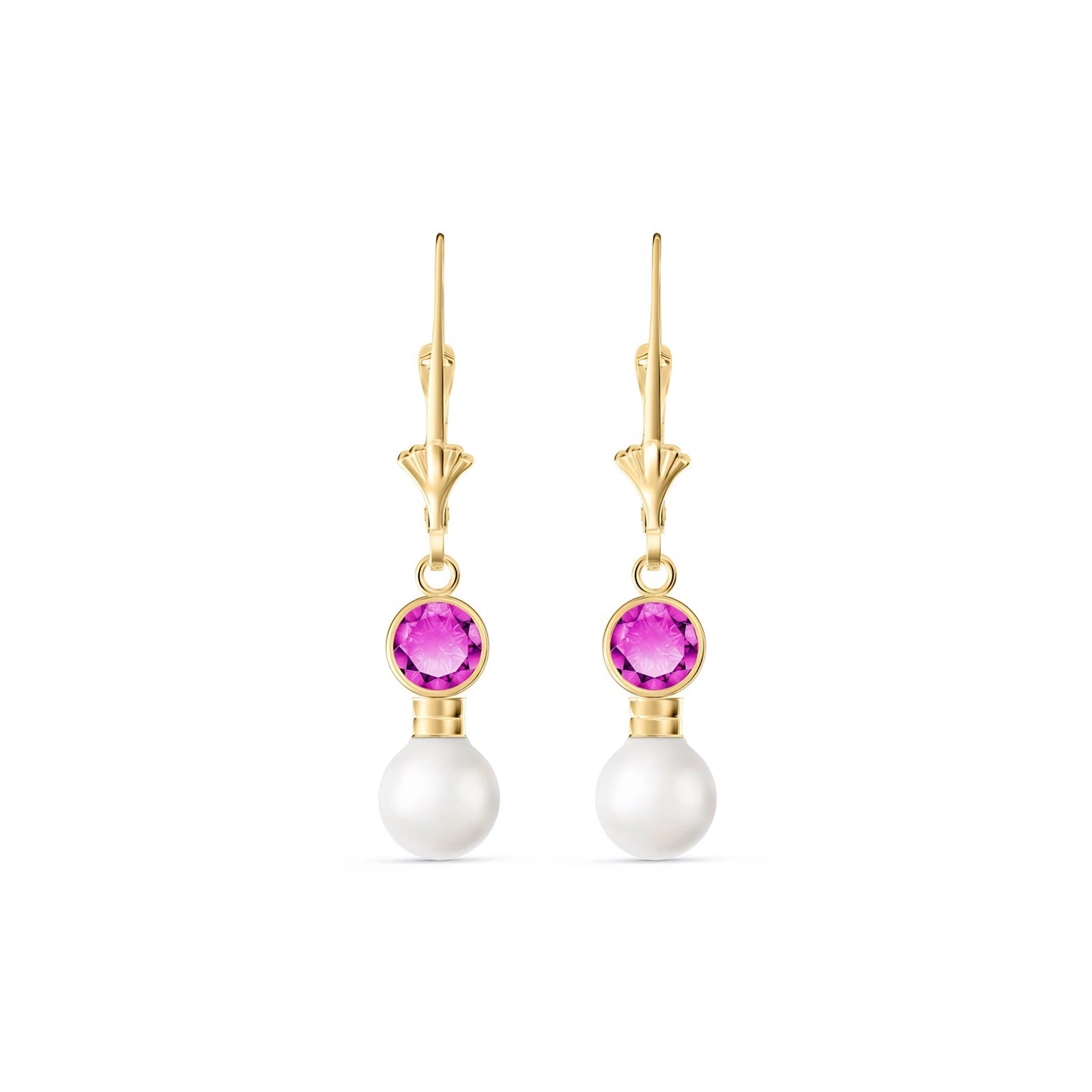 Yellow Gold Aura Earrings Pink Topaz 10K — Alma