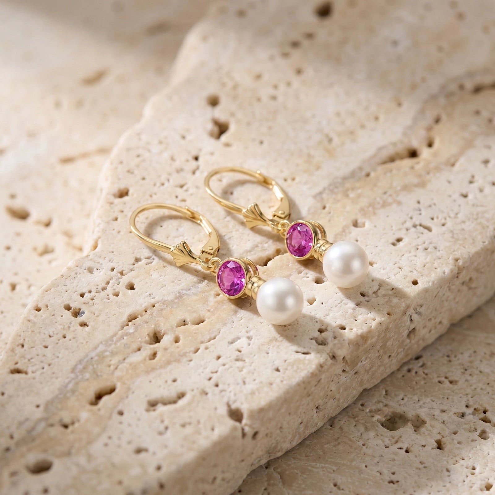 Yellow Gold Aura Earrings Pink Topaz 10K — Alma