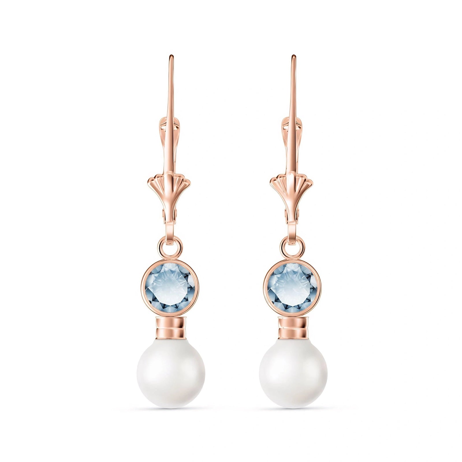 Rose Gold Aura Earrings Aquamarine 10K — Alma