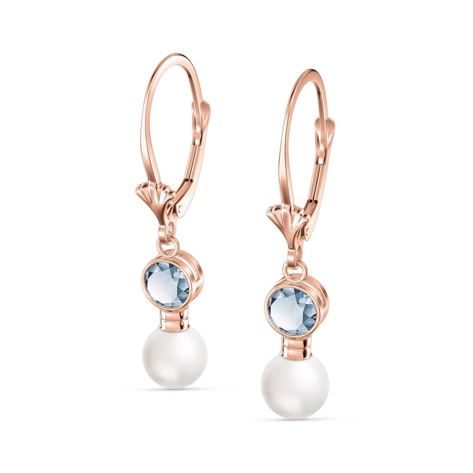Rose Gold Aura Earrings Aquamarine 10K — Alma