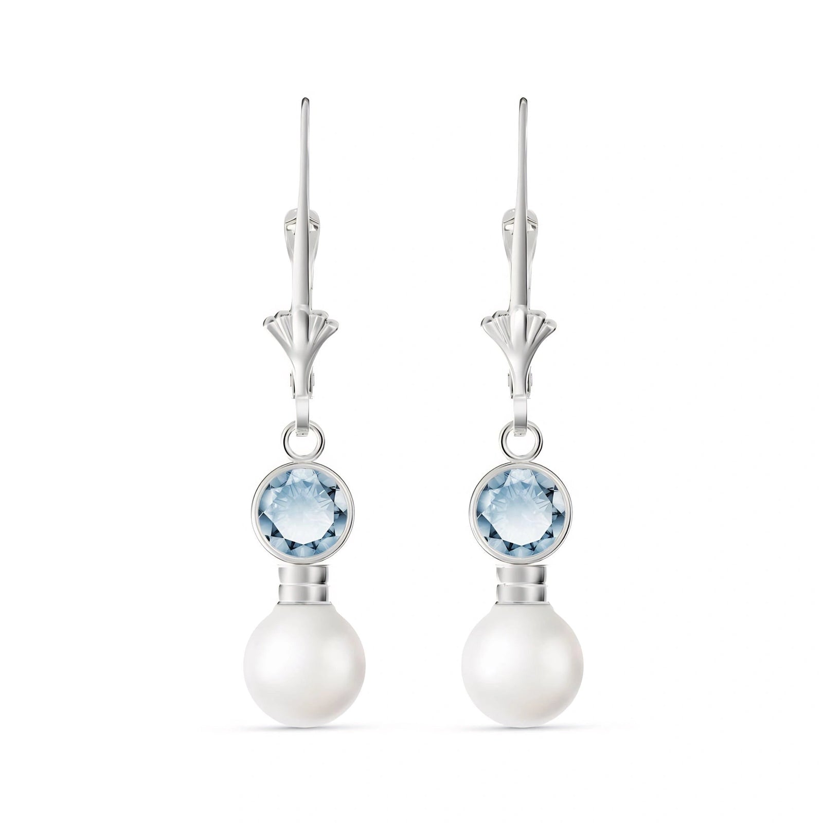 White Gold Aura Earrings Aquamarine 10K — Alma