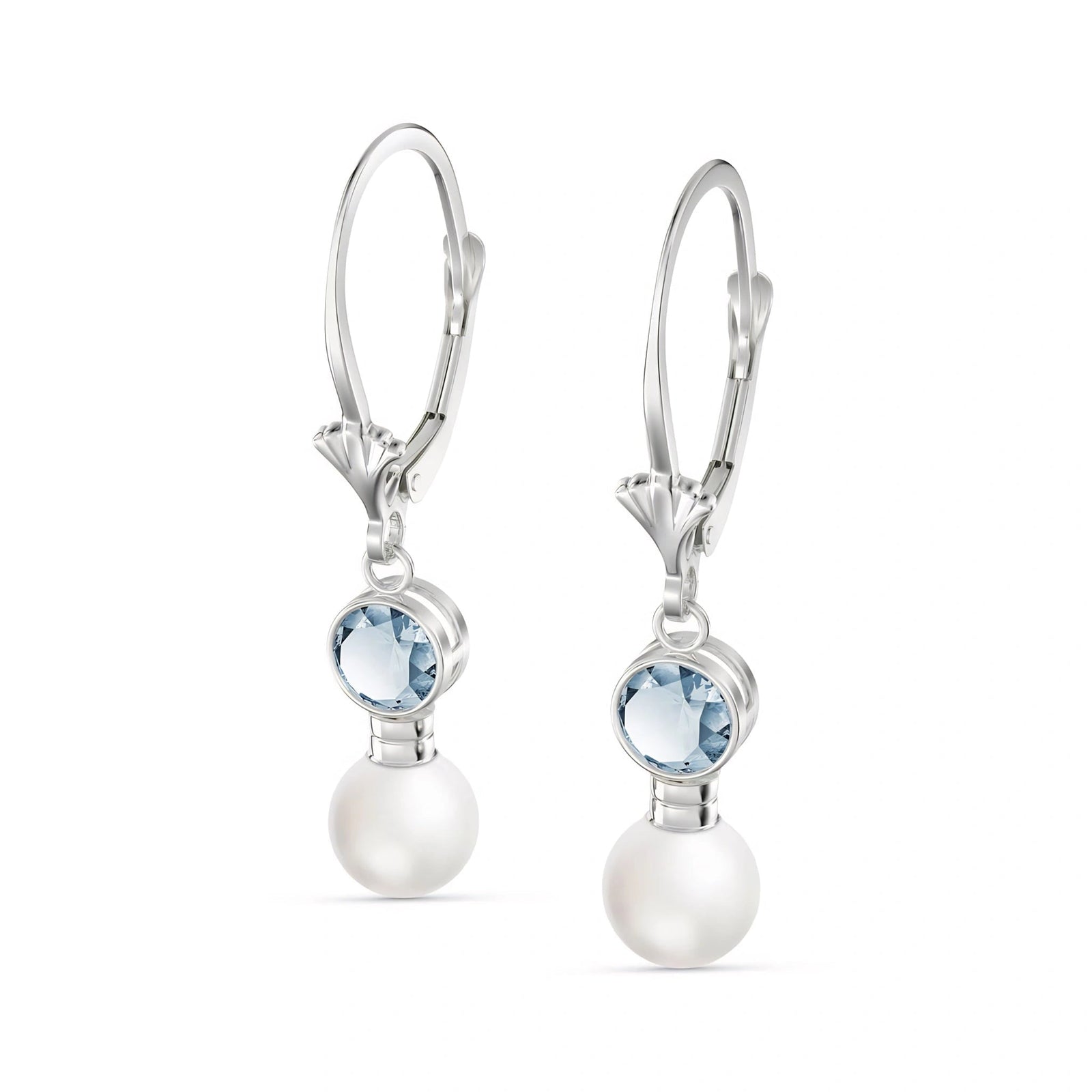 White Gold Aura Earrings Aquamarine 10K — Alma