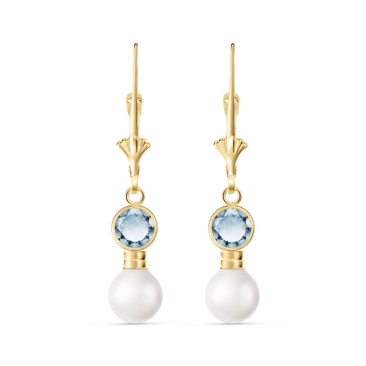 Yellow Gold Aura Earrings Aquamarine 10K — Alma