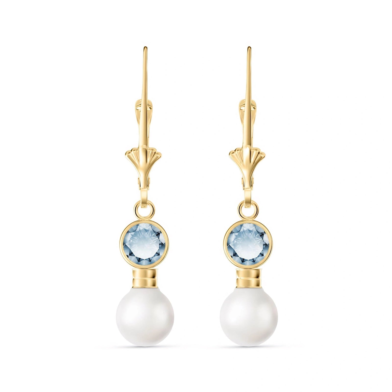 Yellow Gold Aura Earrings Aquamarine 10K — Alma