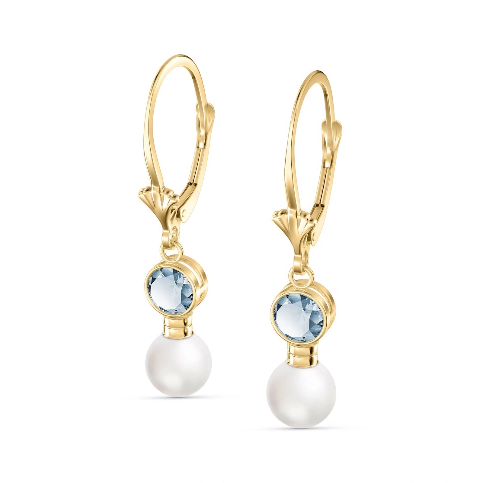 Yellow Gold Aura Earrings Aquamarine 10K — Alma