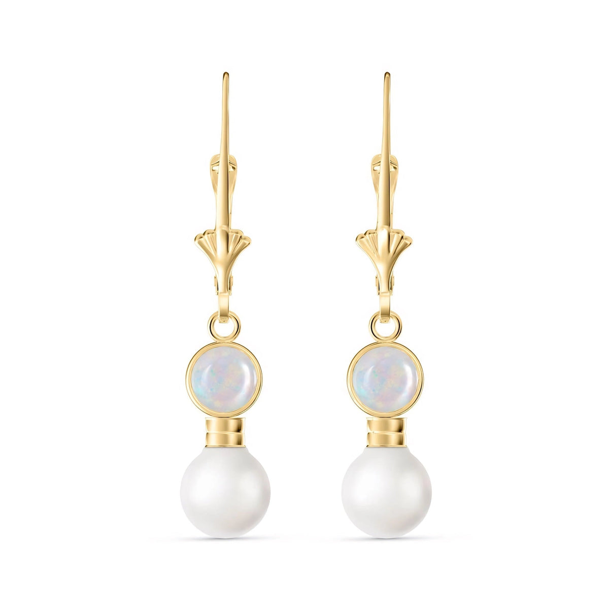 Yellow Gold Aura Earrings Opal 10K — Alma