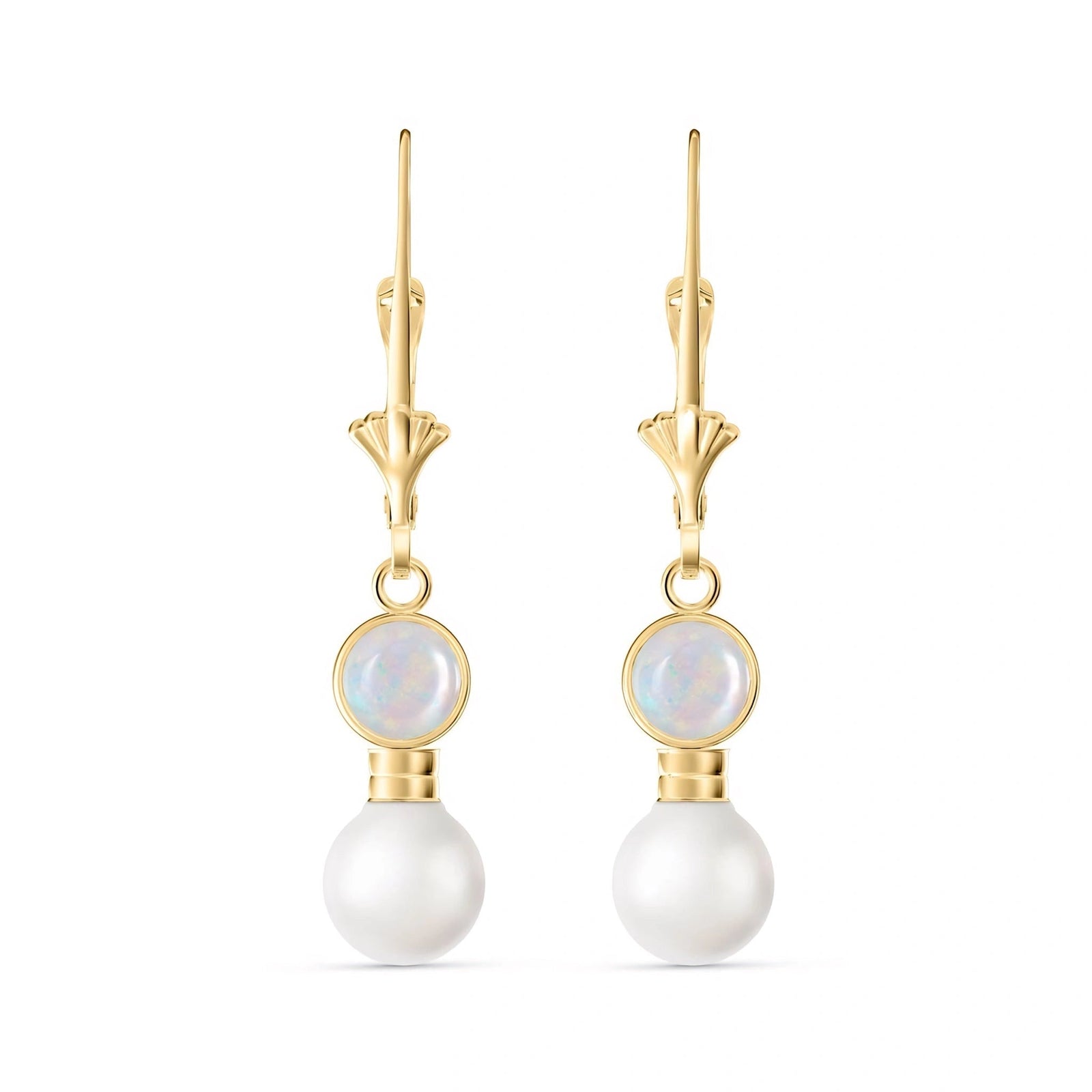 Yellow Gold Aura Earrings Opal 10K — Alma