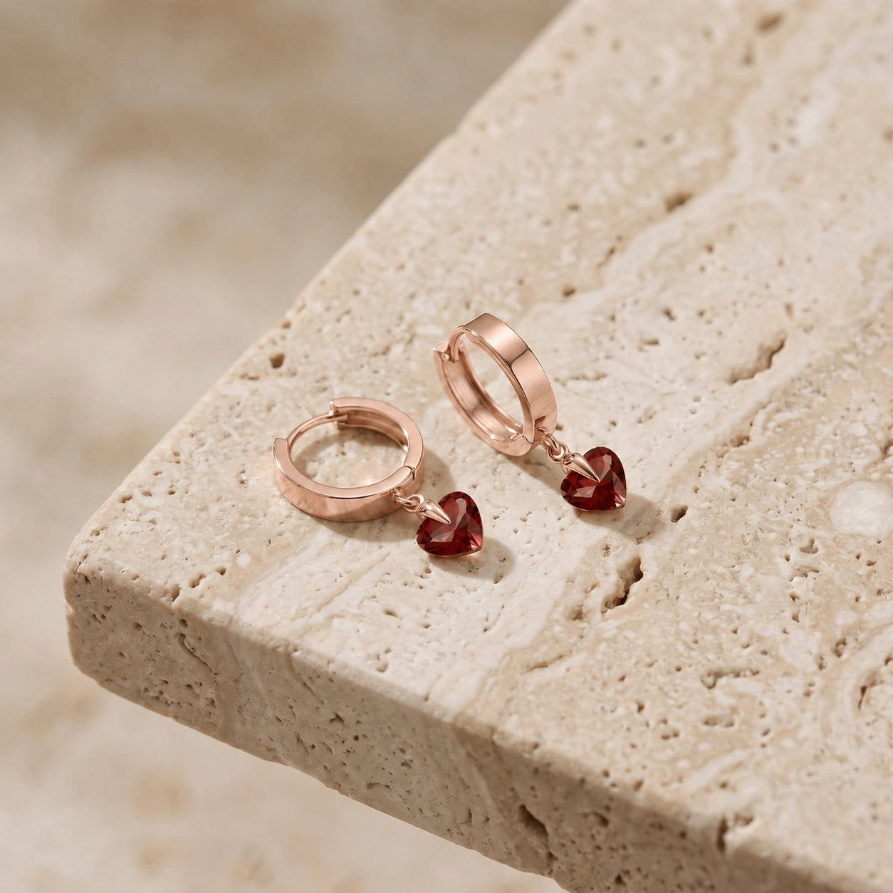 Rose Gold Bloom Earrings Garnet 10K — Enrica