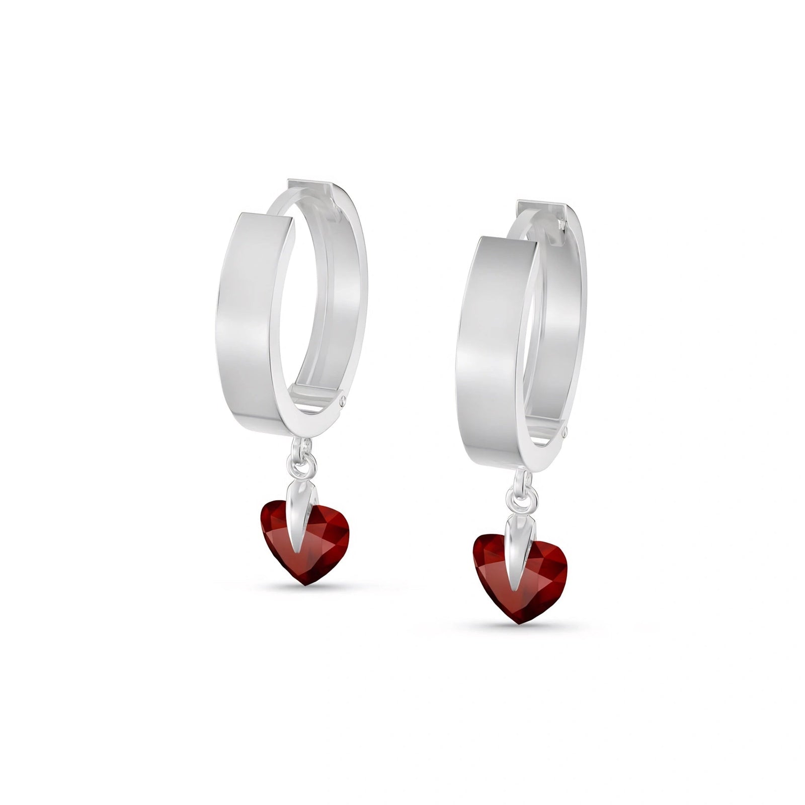White Gold Bloom Earrings Garnet 10K — Enrica