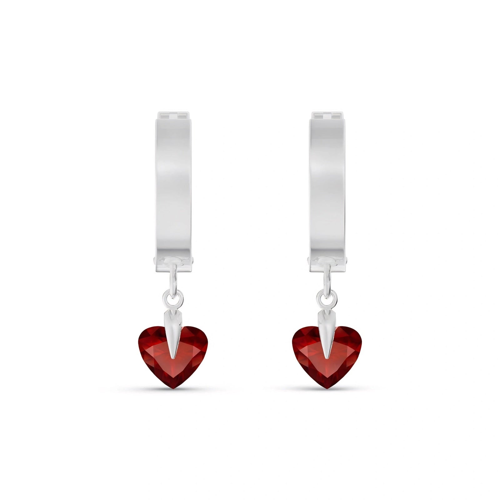 White Gold Bloom Earrings Garnet 10K — Enrica