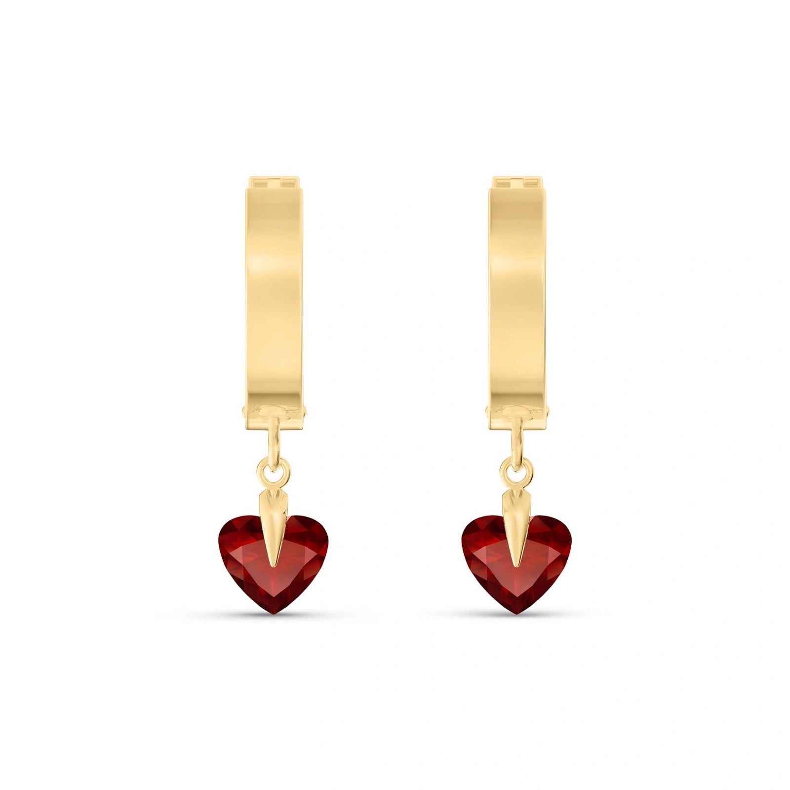 Yellow Gold Bloom Earrings Garnet 10K — Enrica