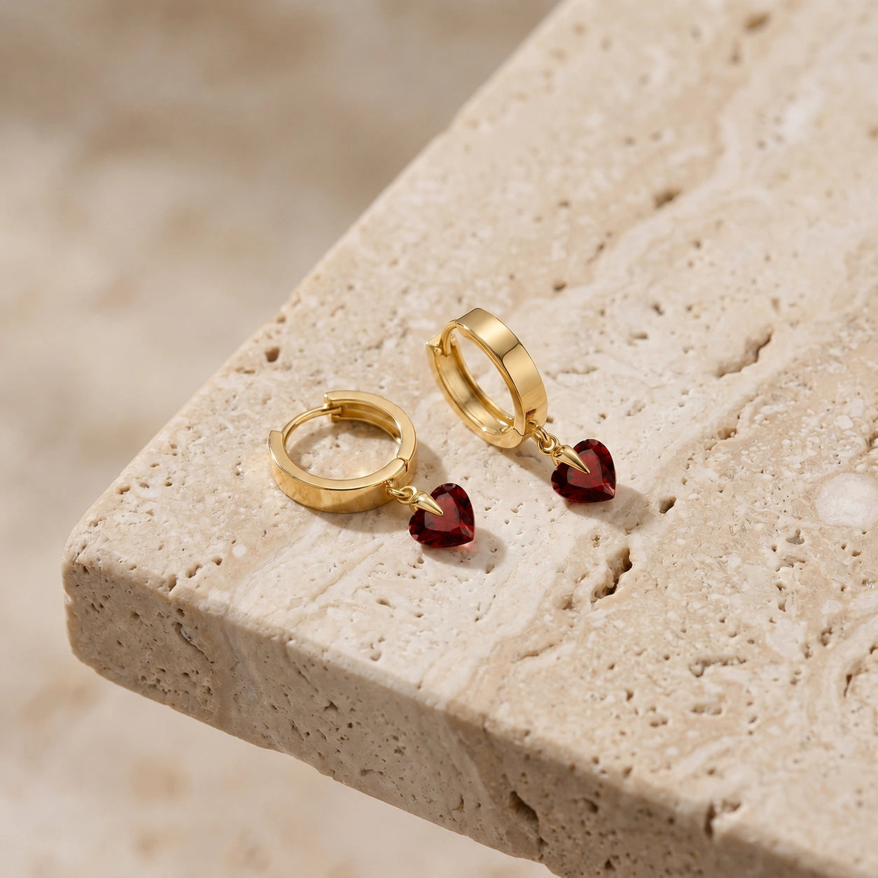 Yellow Gold Bloom Earrings Garnet 10K — Enrica