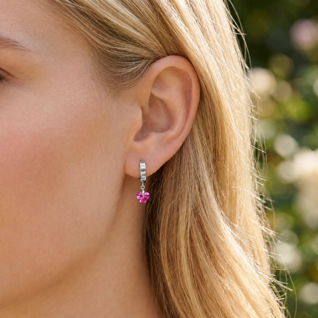 White Gold Bloom Earrings Pink Topaz 10K — Enrica