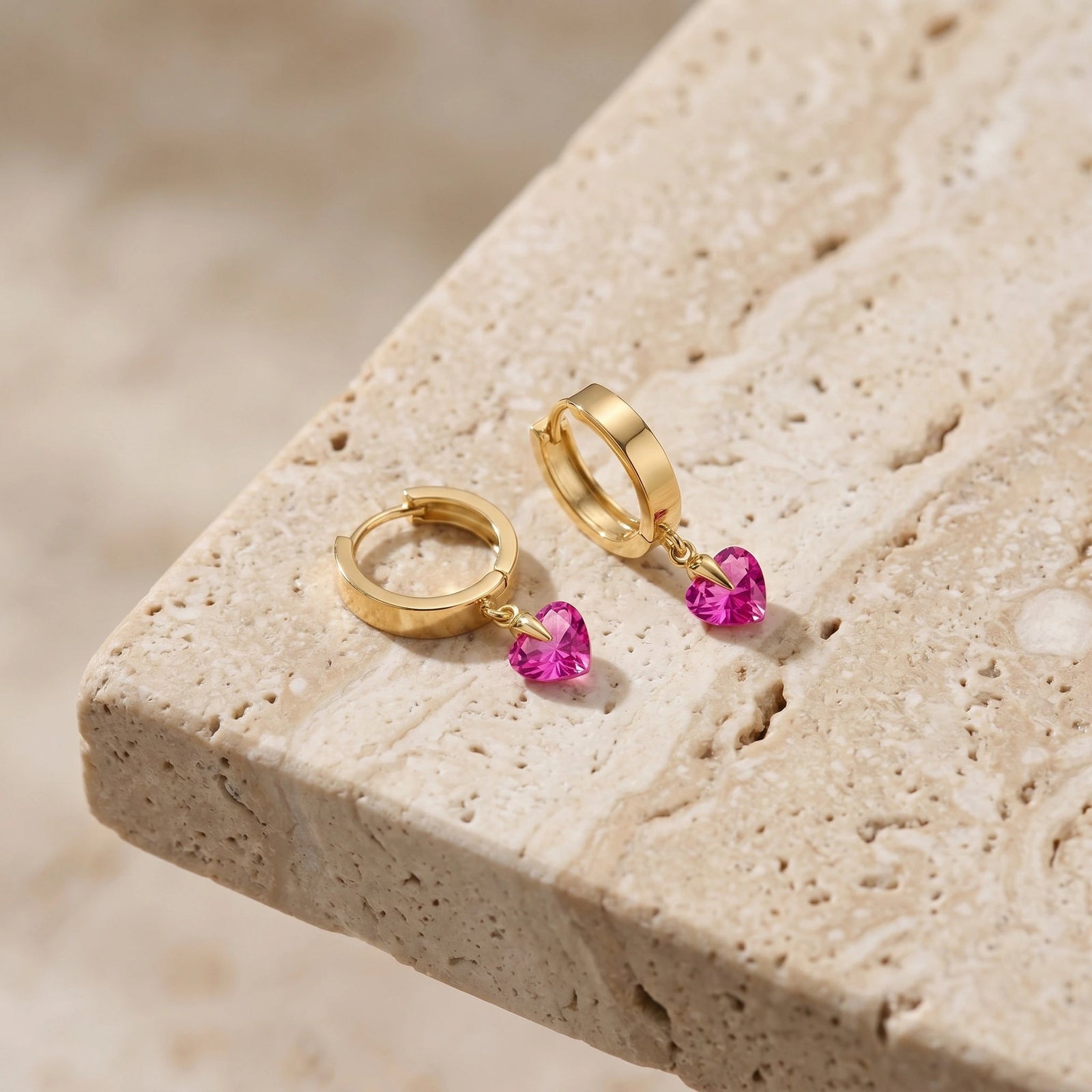 Yellow Gold Bloom Earrings Pink Topaz 10K — Enrica