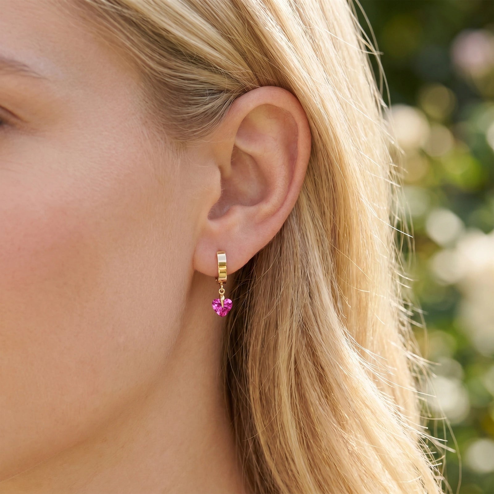 Yellow Gold Bloom Earrings Pink Topaz 10K — Enrica