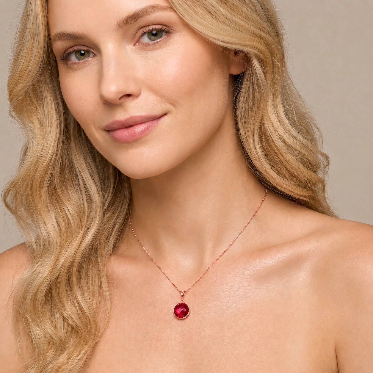 Rose Gold Pendant Necklace Ruby 10K — Cherubina