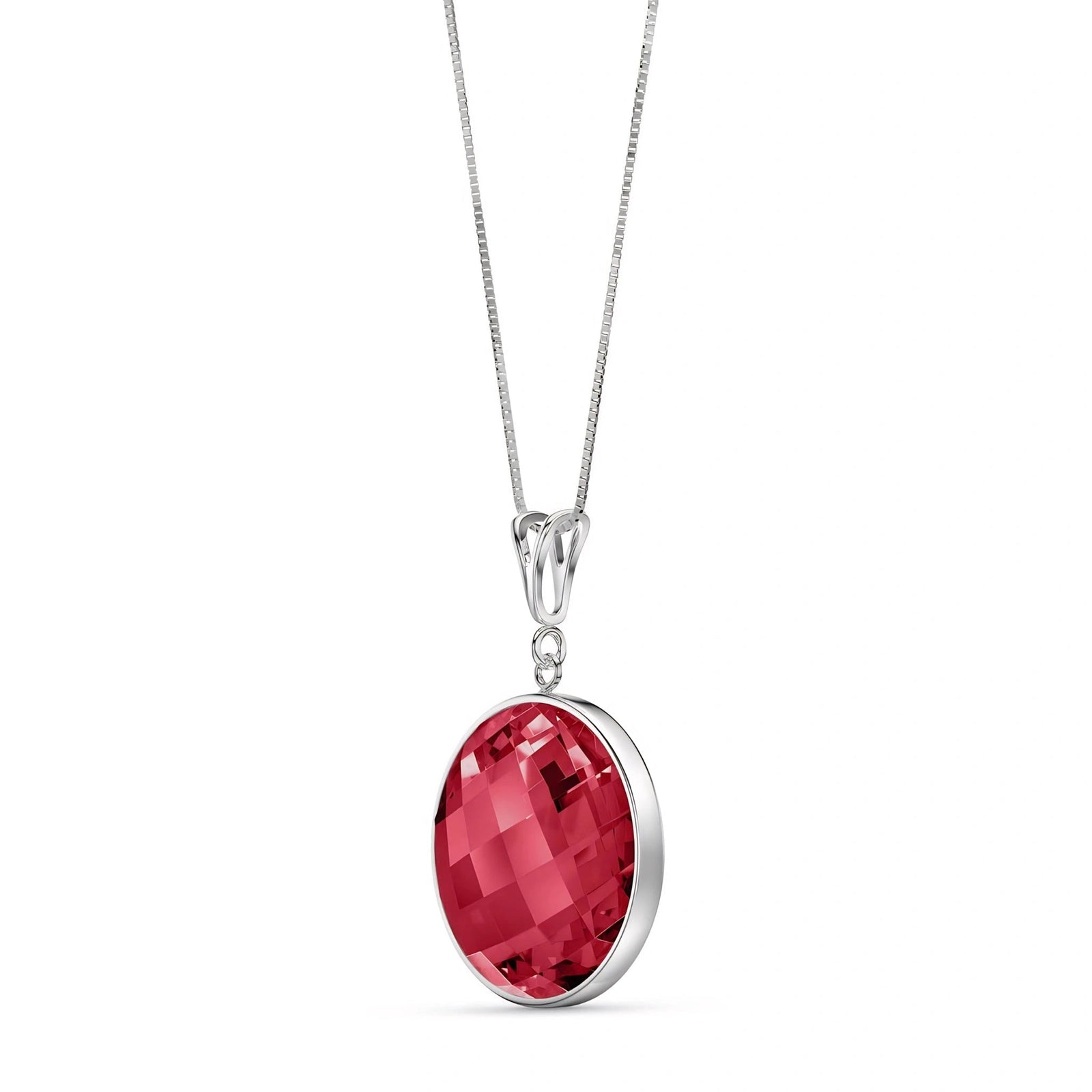White Gold Pendant Necklace Ruby 10K — Cherubina