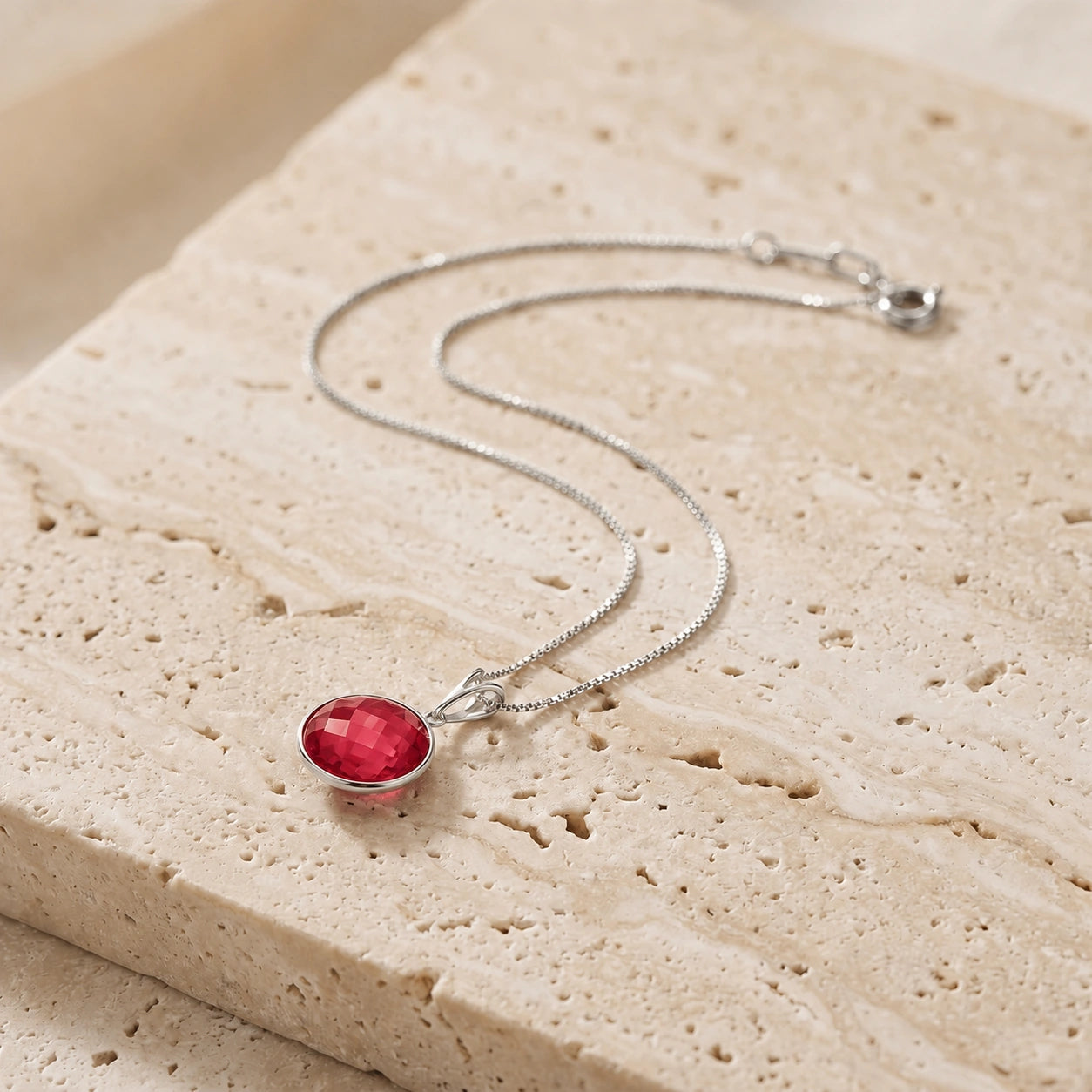 White Gold Pendant Necklace Ruby 10K — Cherubina