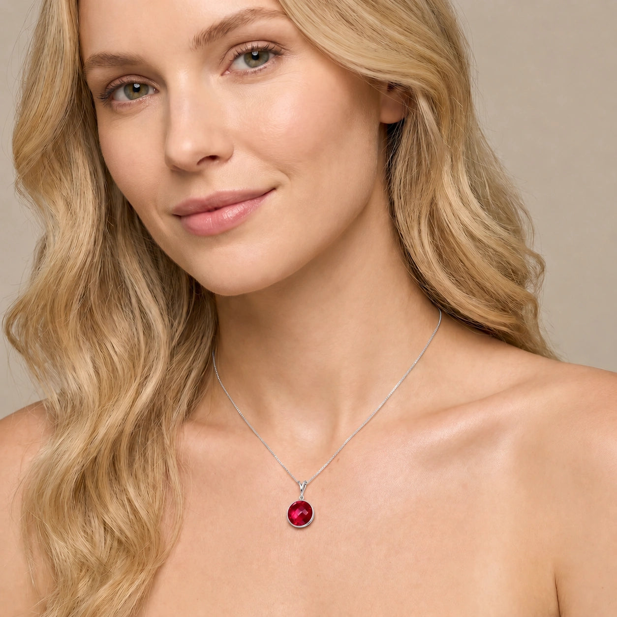 White Gold Pendant Necklace Ruby 10K — Cherubina