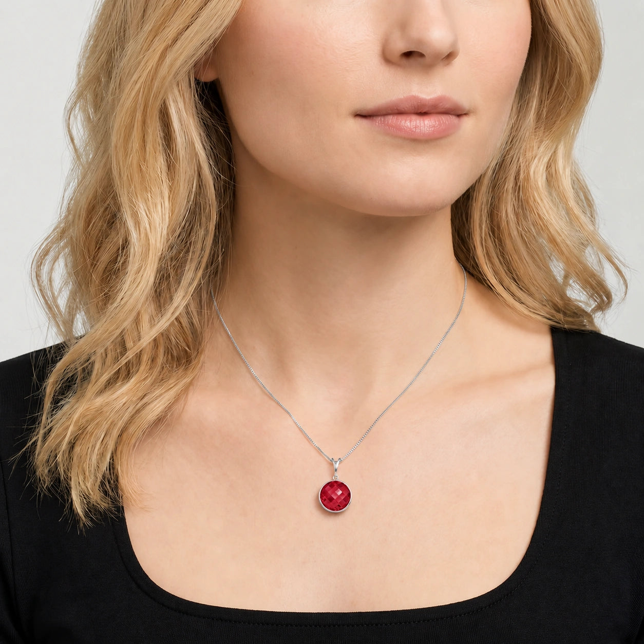 White Gold Pendant Necklace Ruby 10K — Cherubina