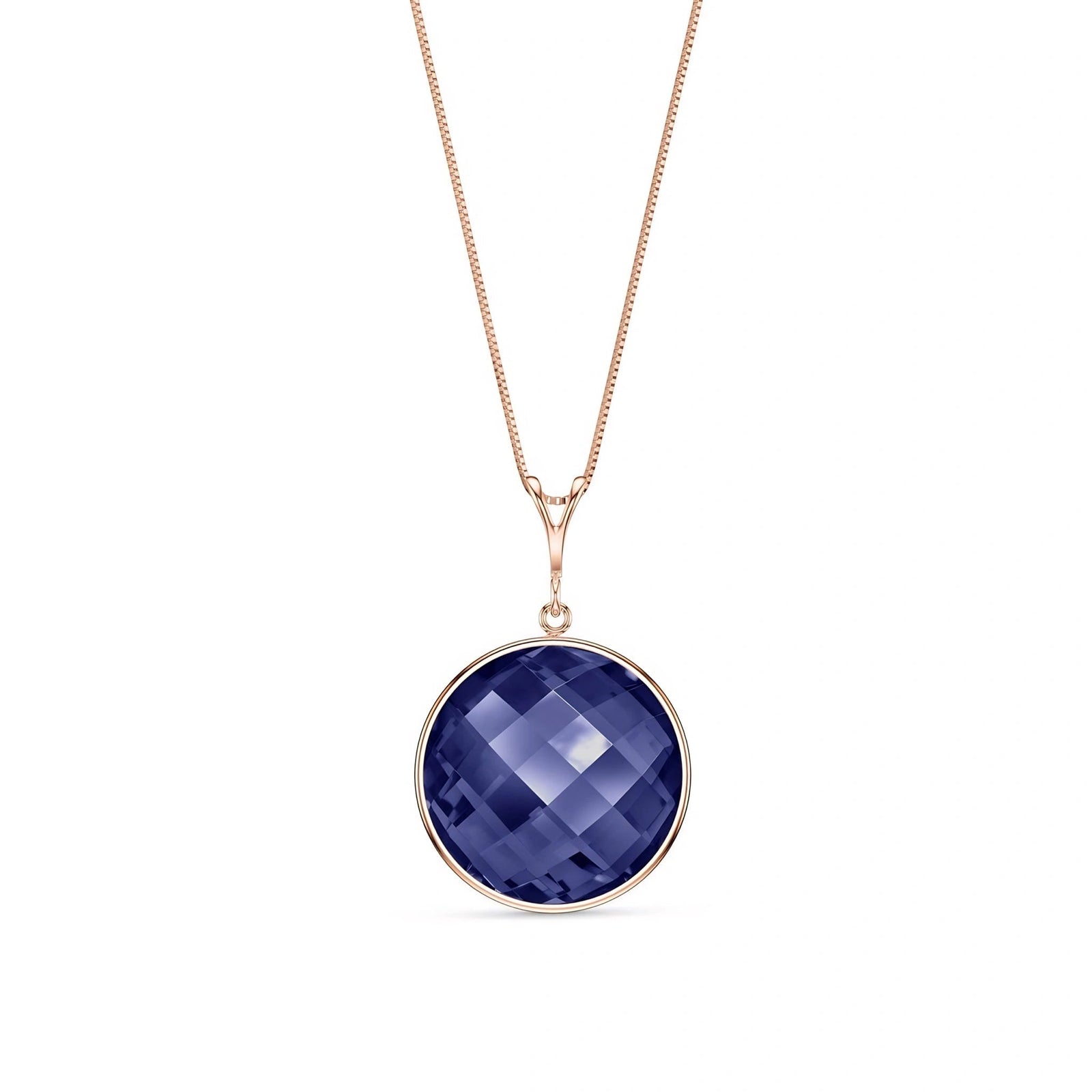 Rose Gold Pendant Necklace Sapphire 10K — Cherubina