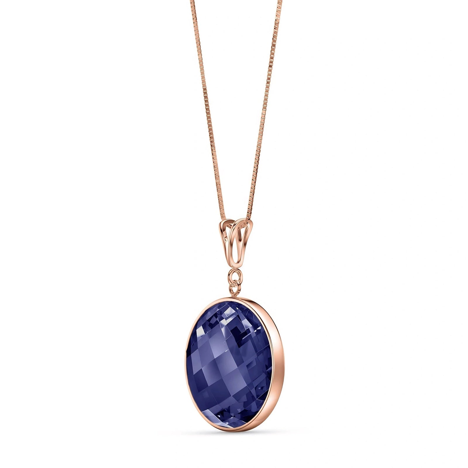 Rose Gold Pendant Necklace Sapphire 10K — Cherubina