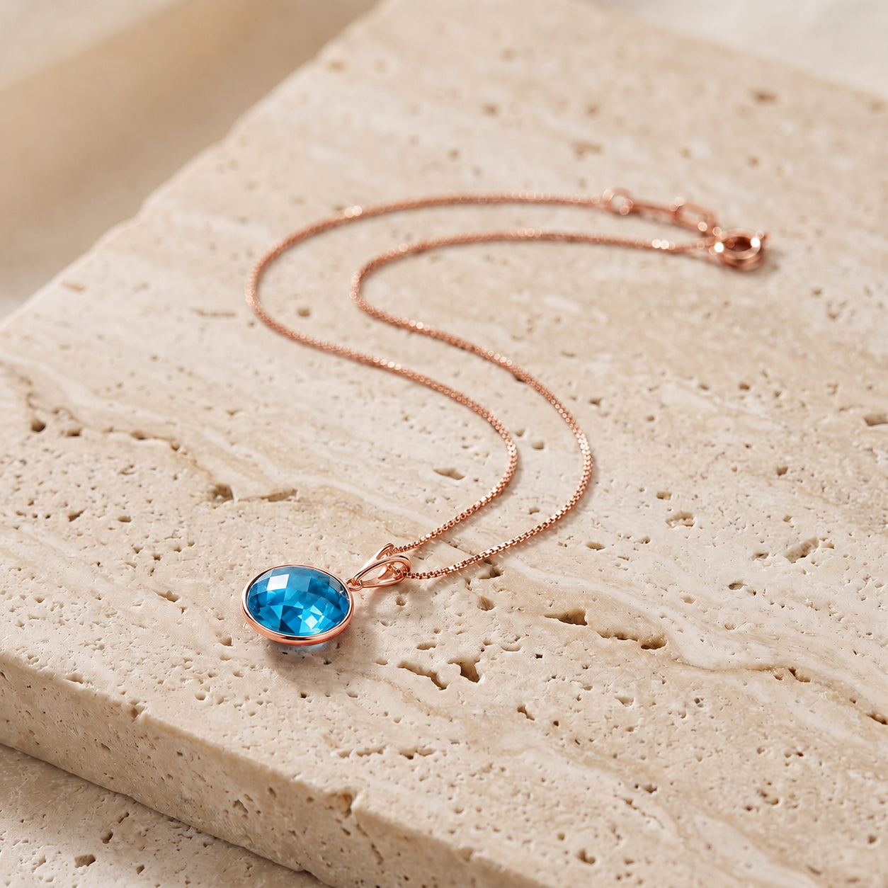 Rose Gold Pendant Necklace Sapphire 10K — Cherubina