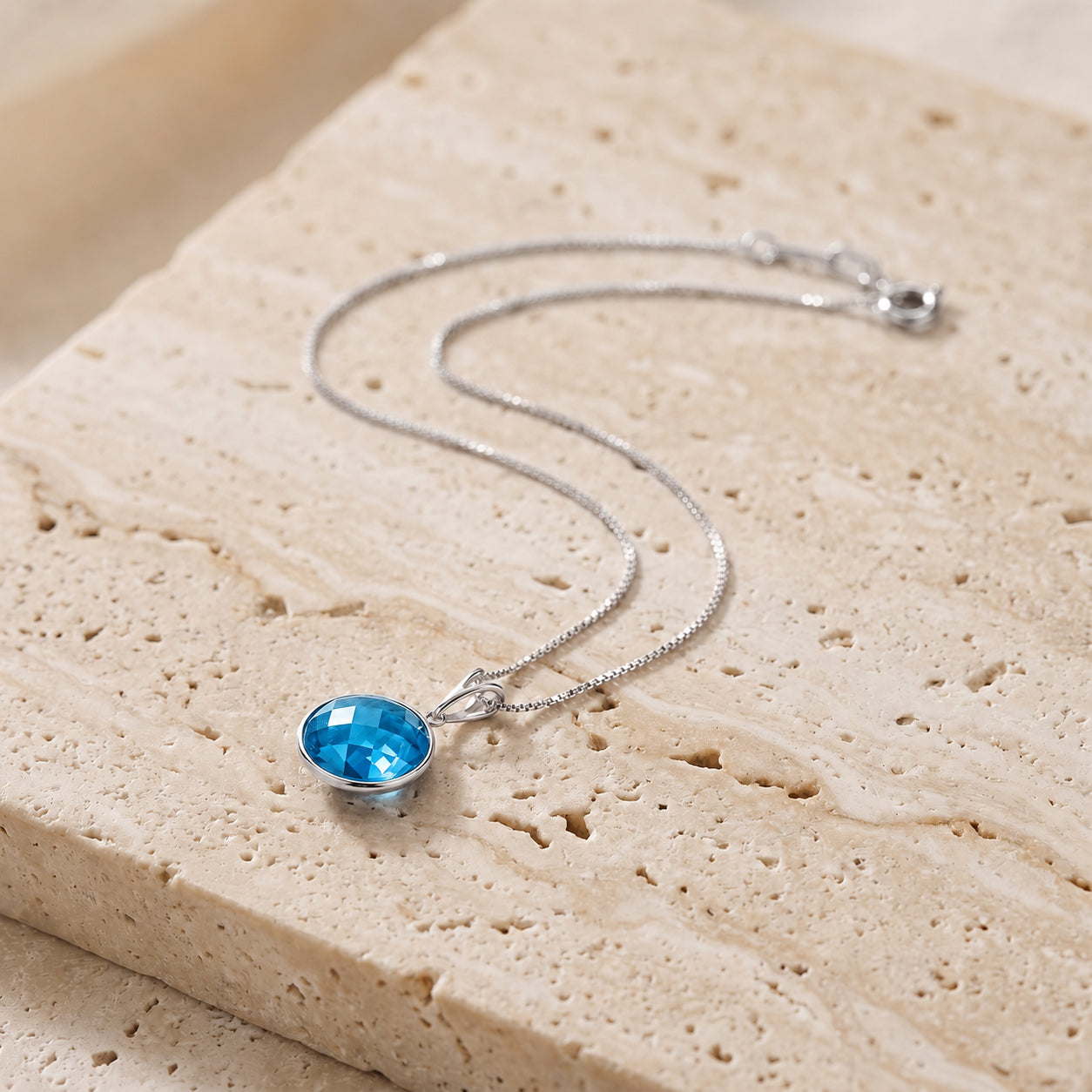 White Gold Pendant Necklace Sapphire 10K — Cherubina