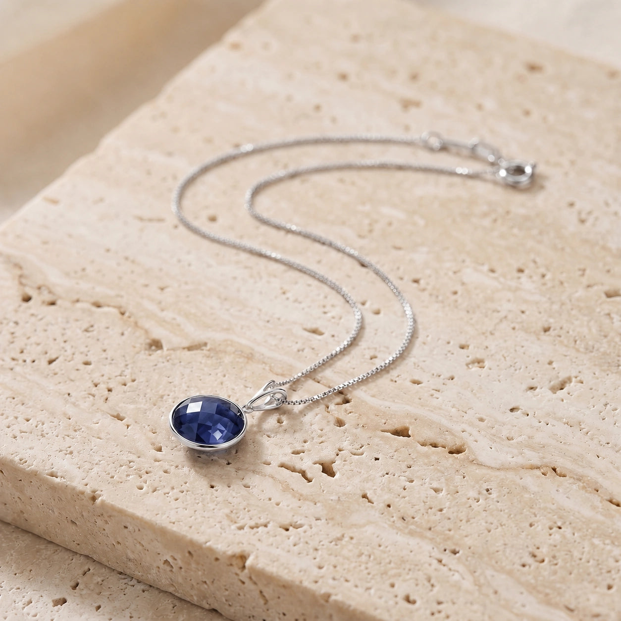 White Gold Pendant Necklace Sapphire 10K — Cherubina