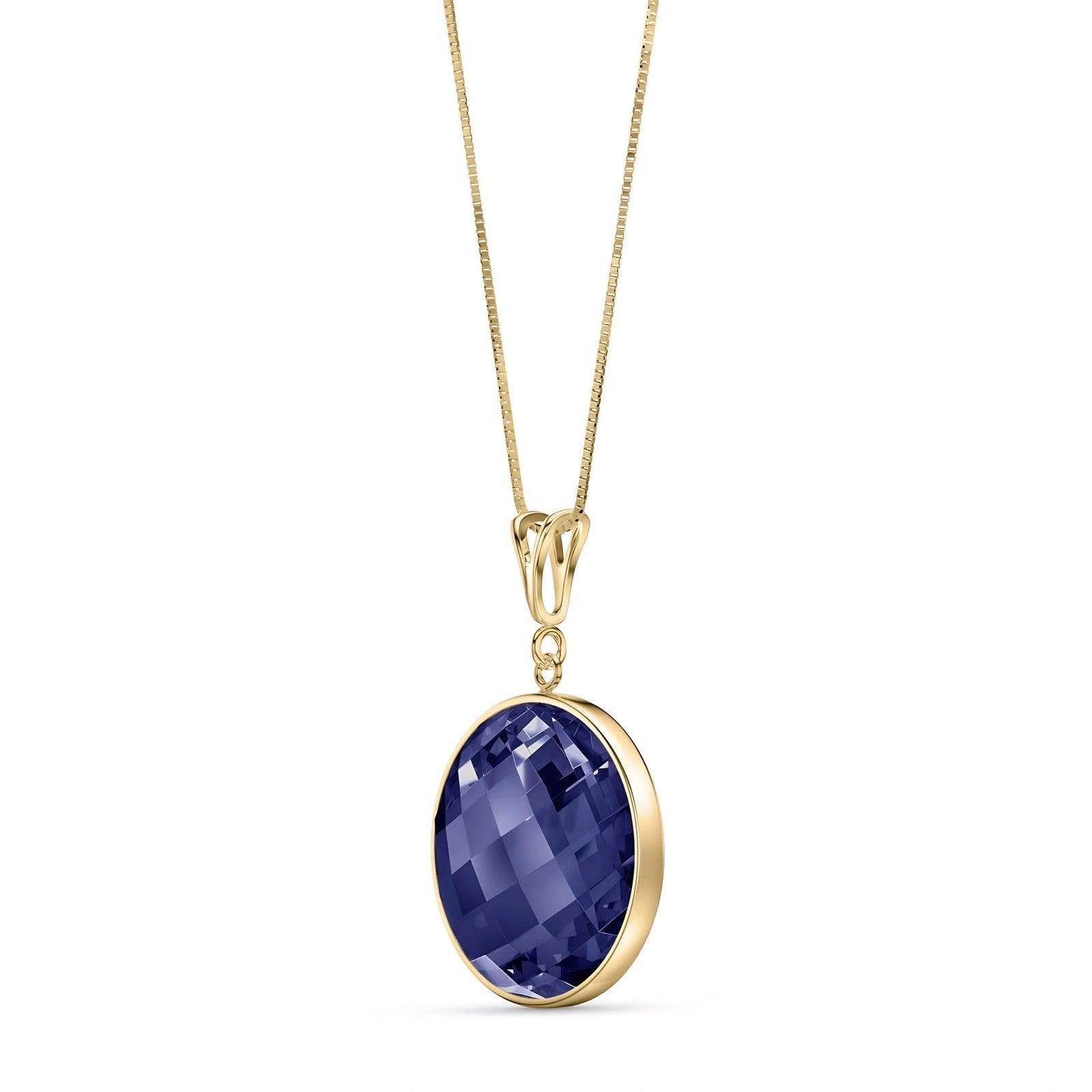 Yellow Gold Pendant Necklace Sapphire 10K — Cherubina