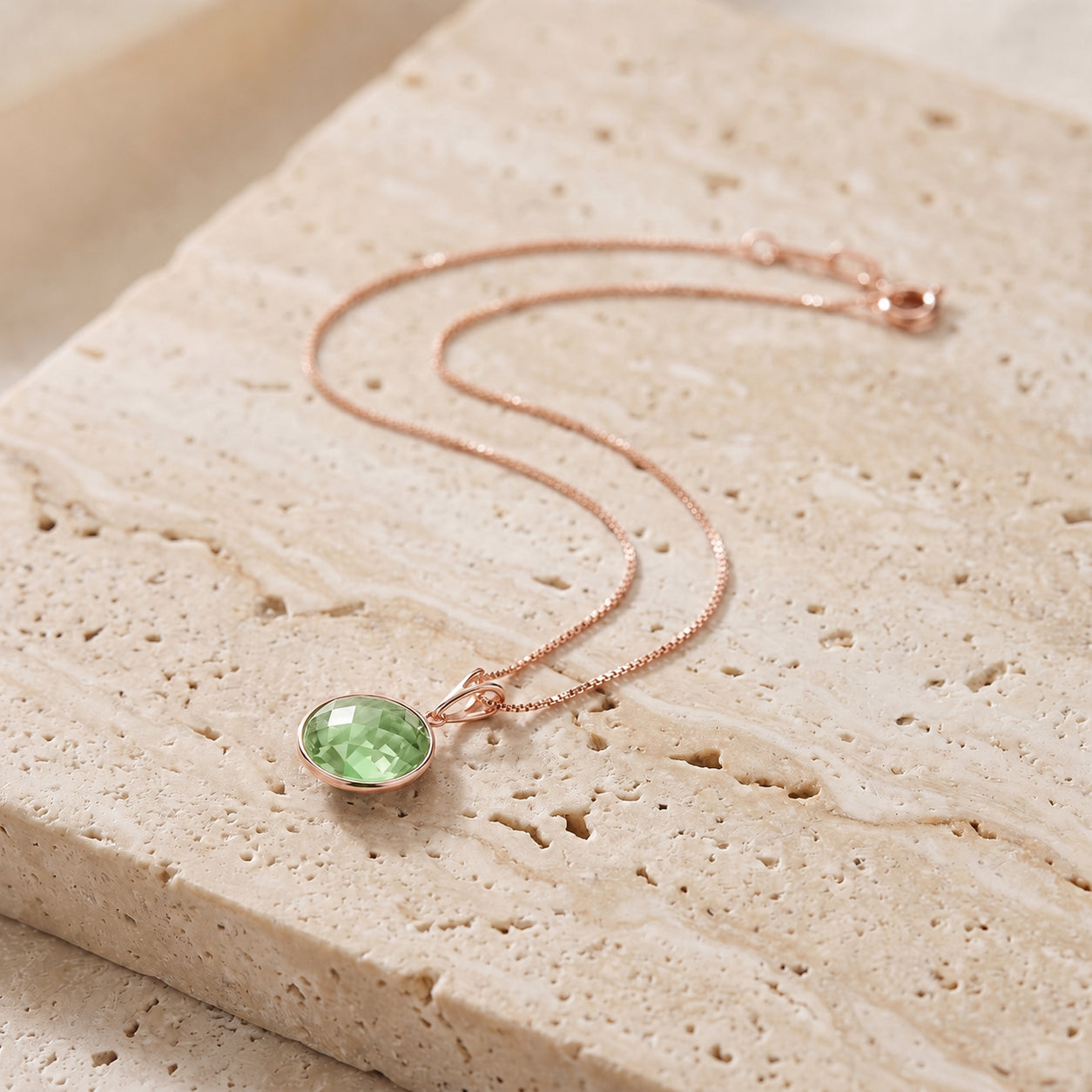 Rose Gold Pendant Necklace Blue Topaz 10K — Cherubina
