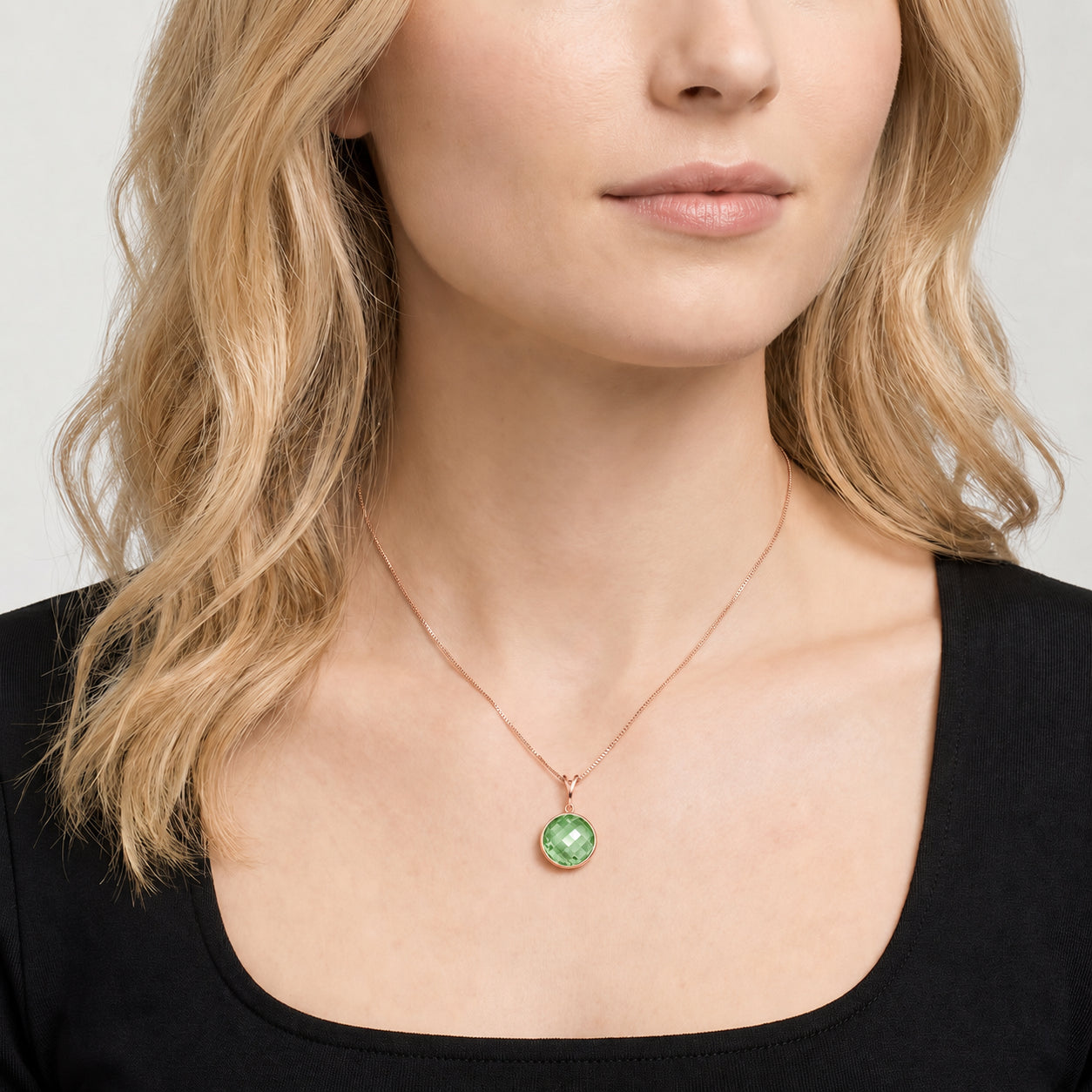 Rose Gold Pendant Necklace Blue Topaz 10K — Cherubina
