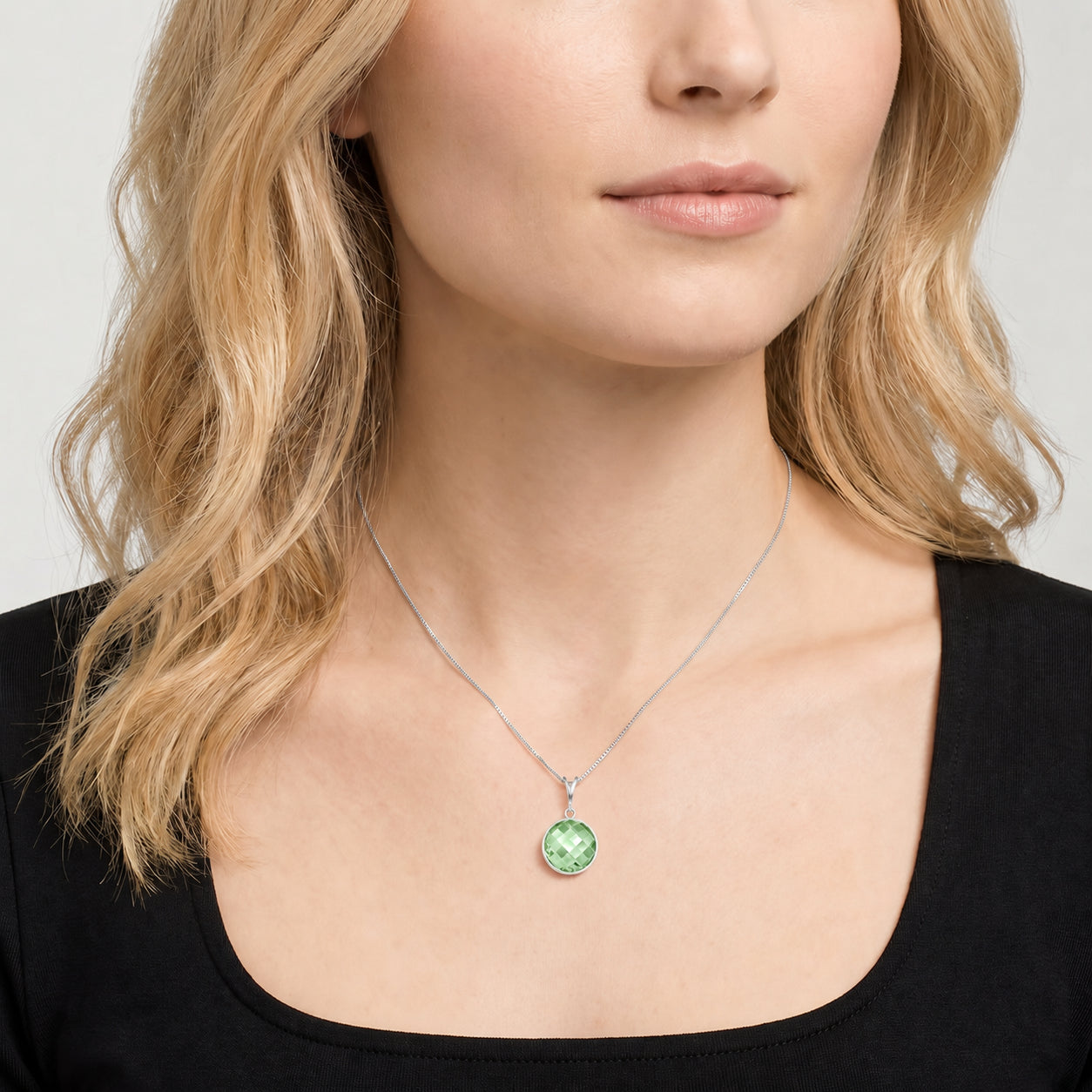 White Gold Pendant Necklace Blue Topaz 10K — Cherubina