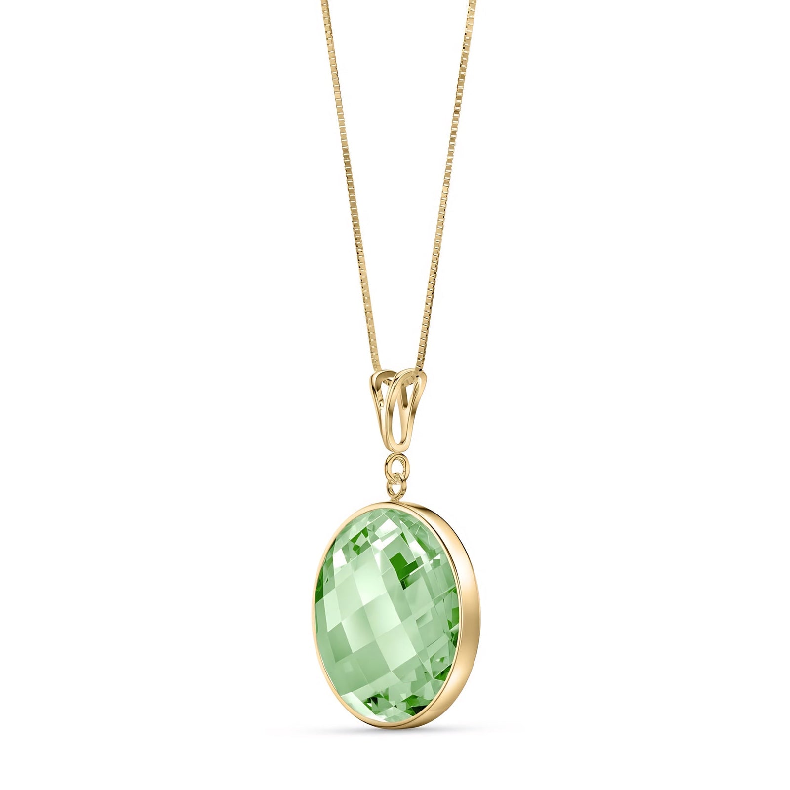 Yellow Gold Pendant Necklace Blue Topaz 10K — Cherubina