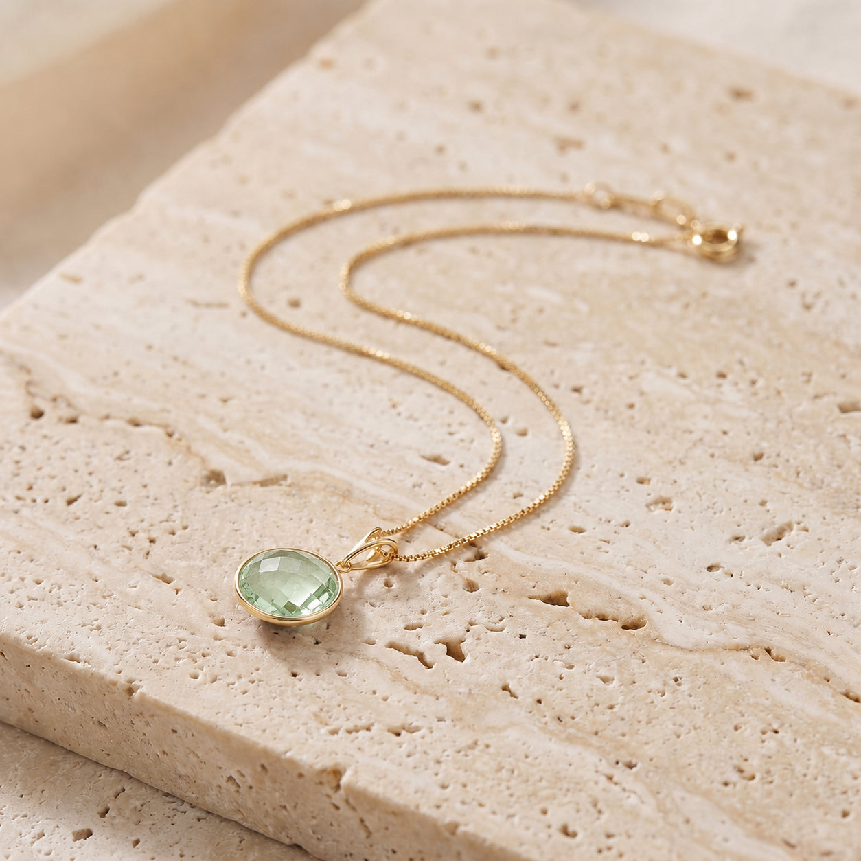 Yellow Gold Pendant Necklace Blue Topaz 10K — Cherubina