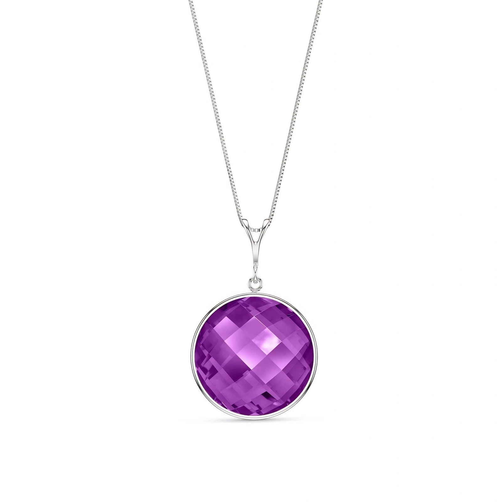 White Gold Pendant Necklace Amethyst 10K — Cherubina