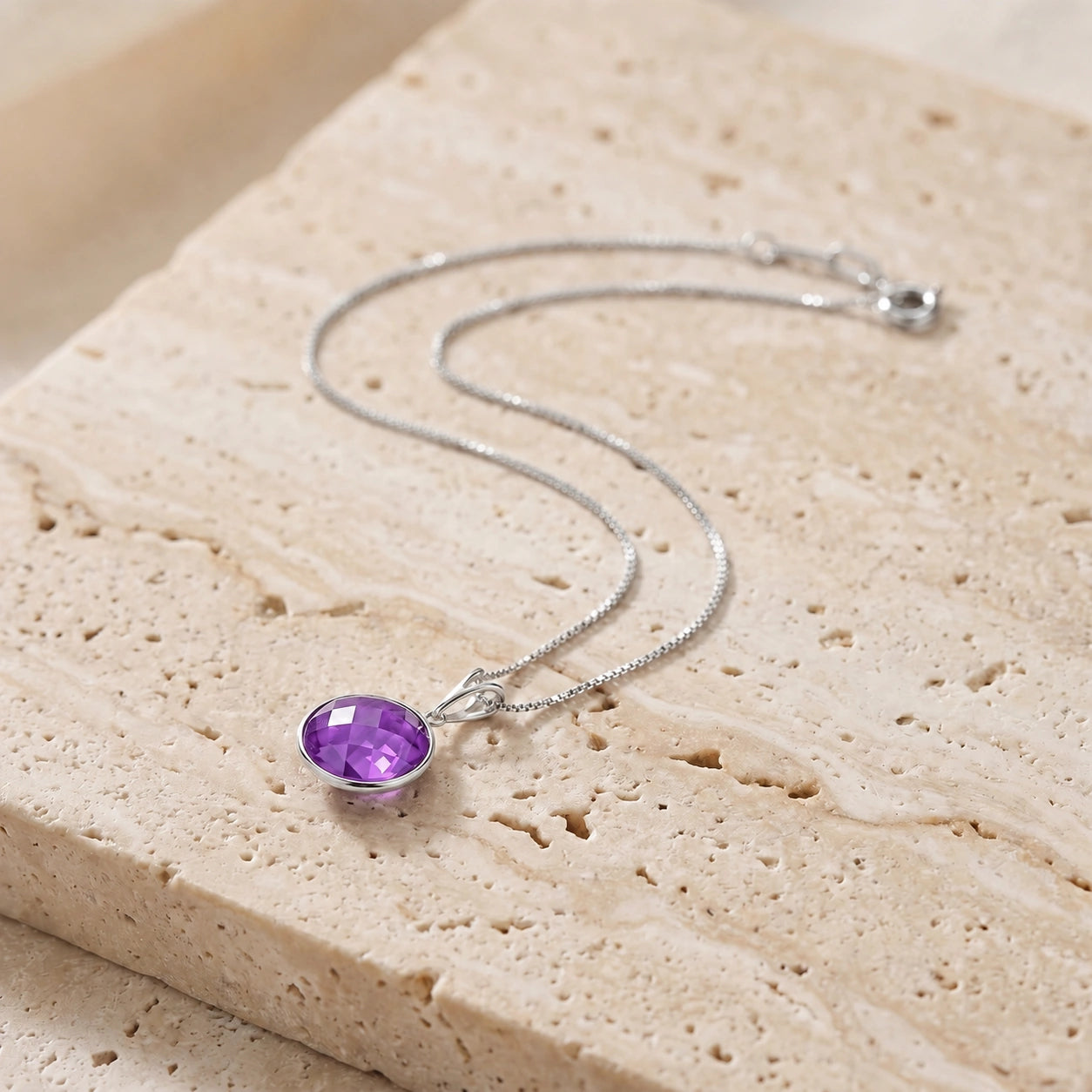 White Gold Pendant Necklace Amethyst 10K — Cherubina