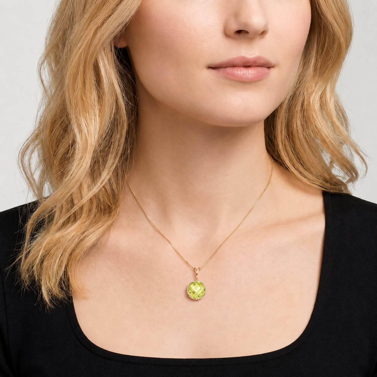 Yellow Gold Pendant Necklace Amethyst 10K — Cherubina