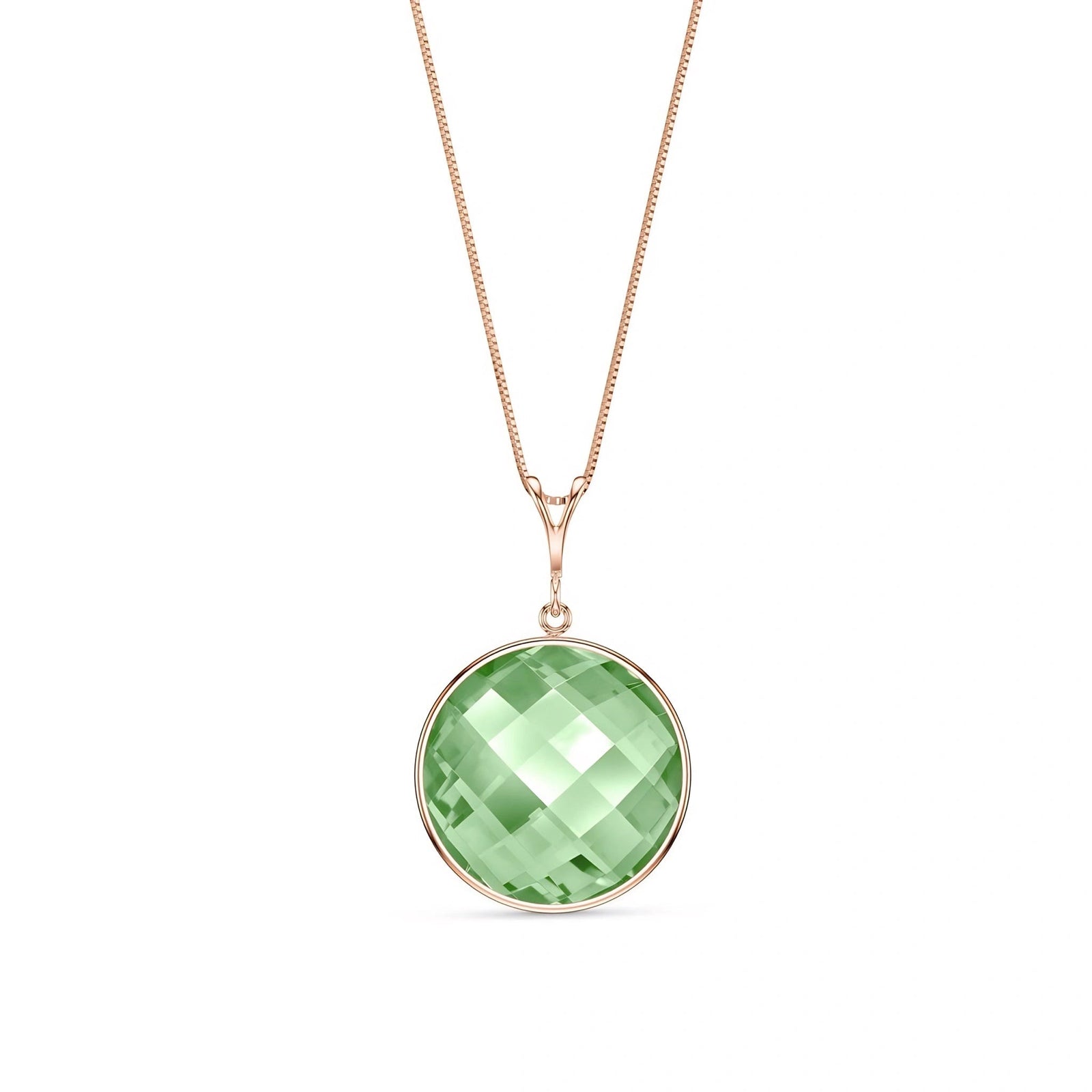 Rose Gold Pendant Necklace Green Amethyst 10K — Cherubina